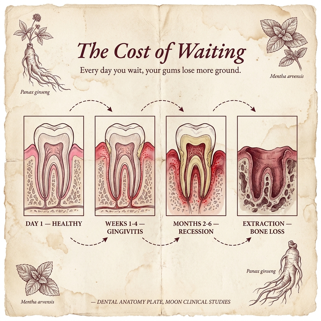 Gum recession and biofilm progression from early stage to periodontal disease